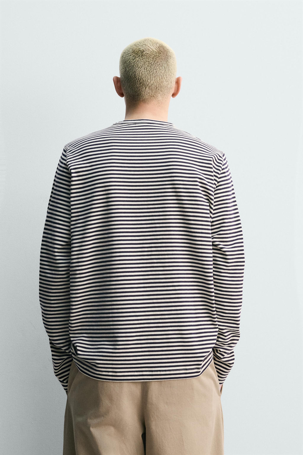 CAMISETA JACQUARD RAYAS / Crudo / Marino - Zara фото 3