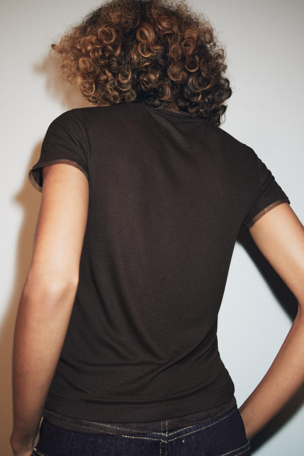 CAMISETA COMBINADA TUL / Marr?n chocolate - Zara фото 3