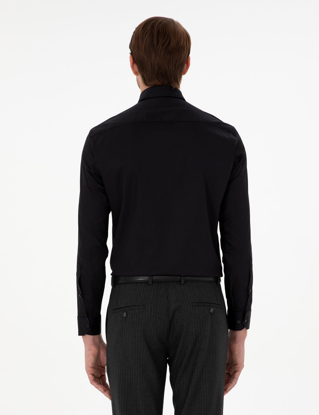 Siyah Regular Fit Uzun Kollu Basic G_mlek