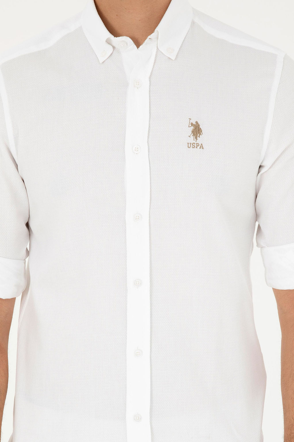 Мужская рубашка светло-хаки с длинным рукавом Неожиданная скидка в корзине - U.s. polo assn фото 6