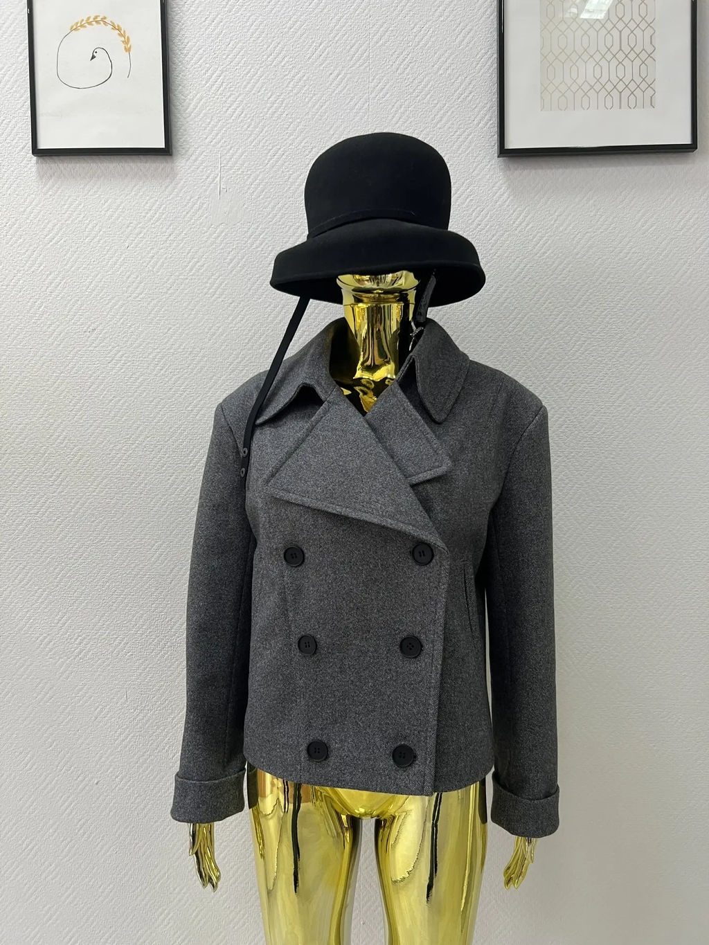 Полупальто женское демисезонное 27999 (серый точка)