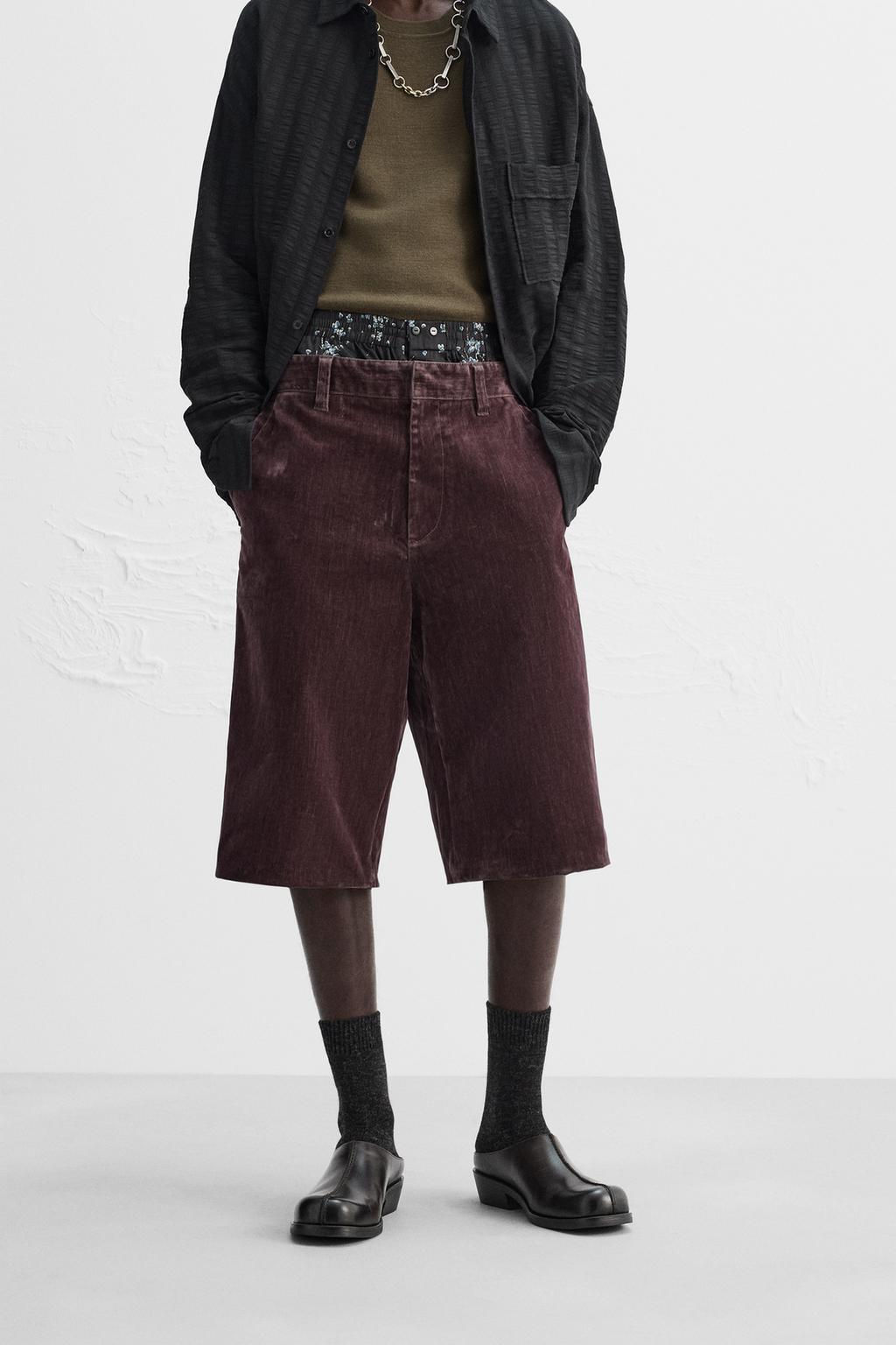 LIMITED EDITION VELVET BERMUDA SHORTS - Zara фото 2