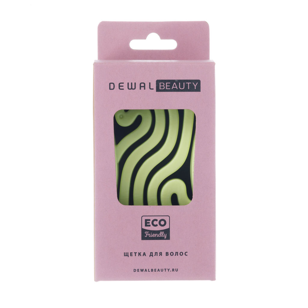 Щетка серия " Wave", продувная, с нейлоновым штифтом, форма волна DEWAL BEAUTY DBEG4-light green