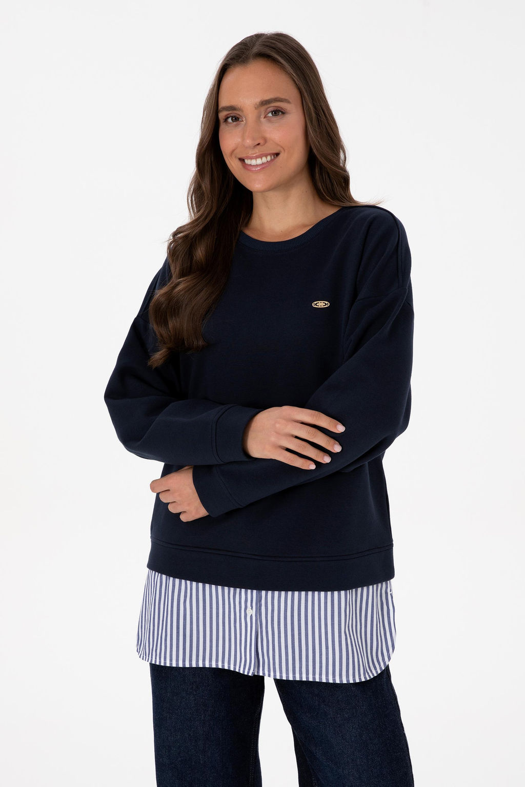 Kad_n Lacivert G_mlek Detayl_ Bisiklet Yaka Sweatshirt - U.s. polo assn фото 3
