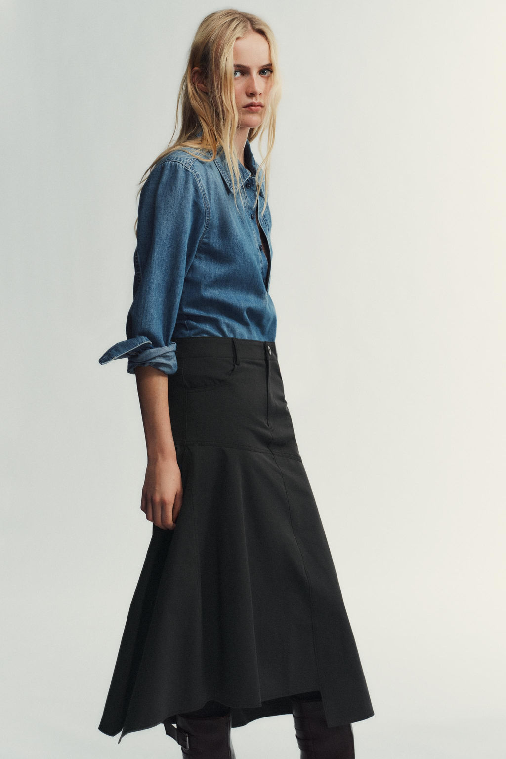 ASYMMETRIC MIDI SKIRT - Zara фото 3