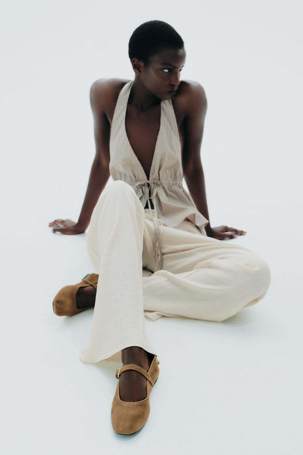 SPLIT SUEDE BALLERINAS