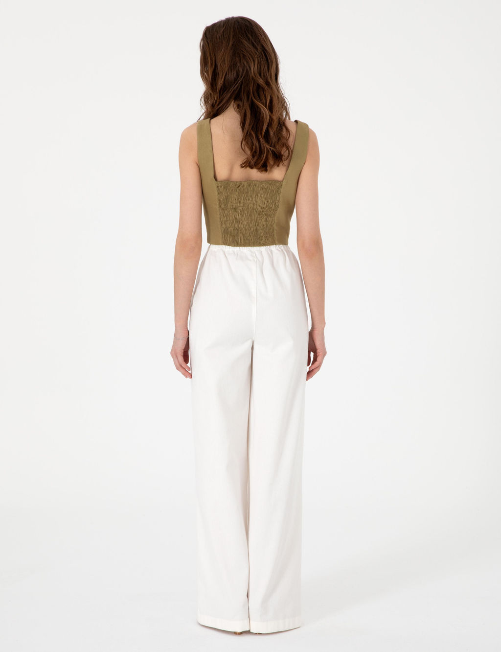 Beyaz Loose Fit Kanvas Pantolon