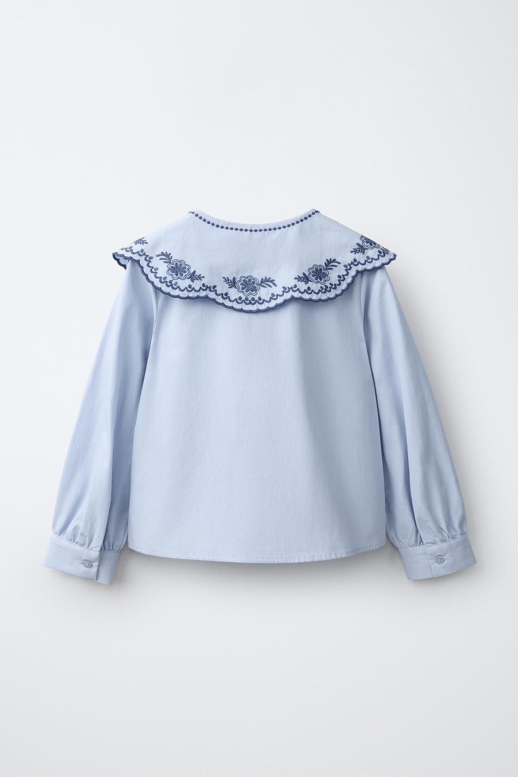 CAMISA CUELLO BOBO BORDADO / Azul claro - Zara фото 2