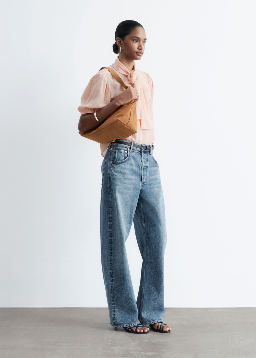 Blusa de seda estampada de cuello con lazo - H&m фото 3