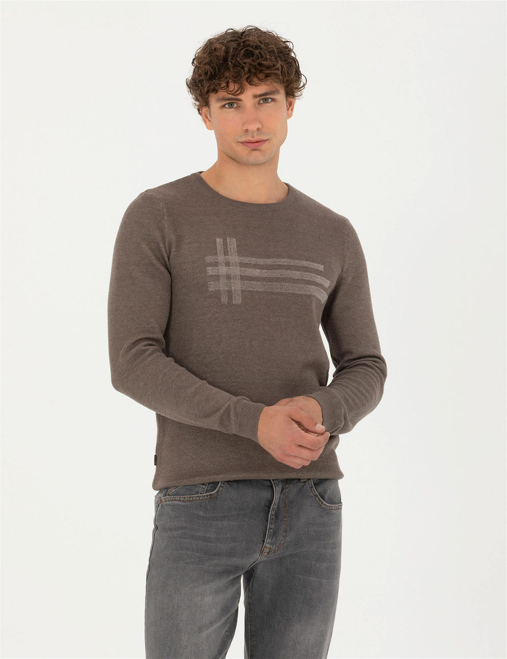 Vizon Melanj Slim Fit Bisiklet Yaka Triko Kazak - Pierre cardin фото 3
