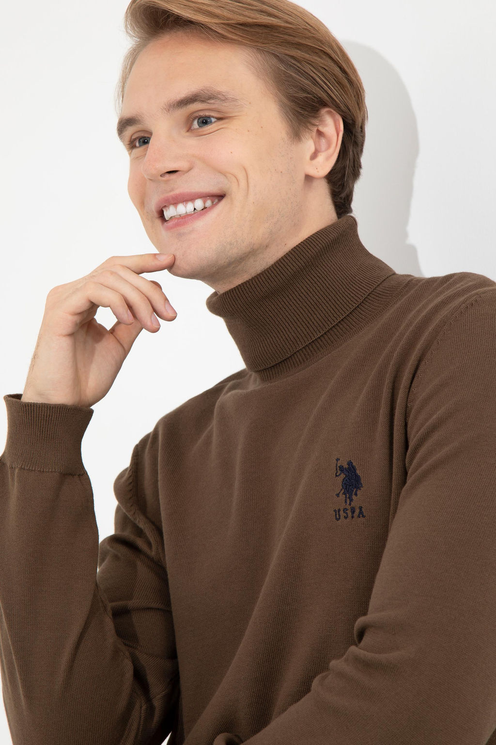 U. S. Polo Assn / Мужской базовый свитер кокосового цвета - U.s. polo assn фото 16