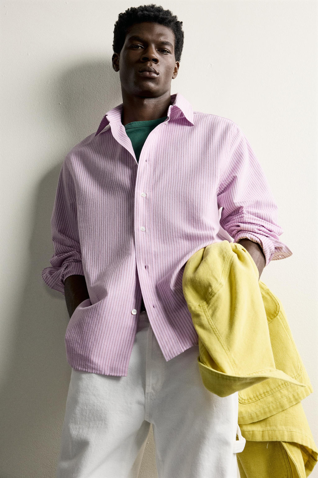 CAMISA REGULAR FIT RAYAS / Rosa pastel - Zara фото 4