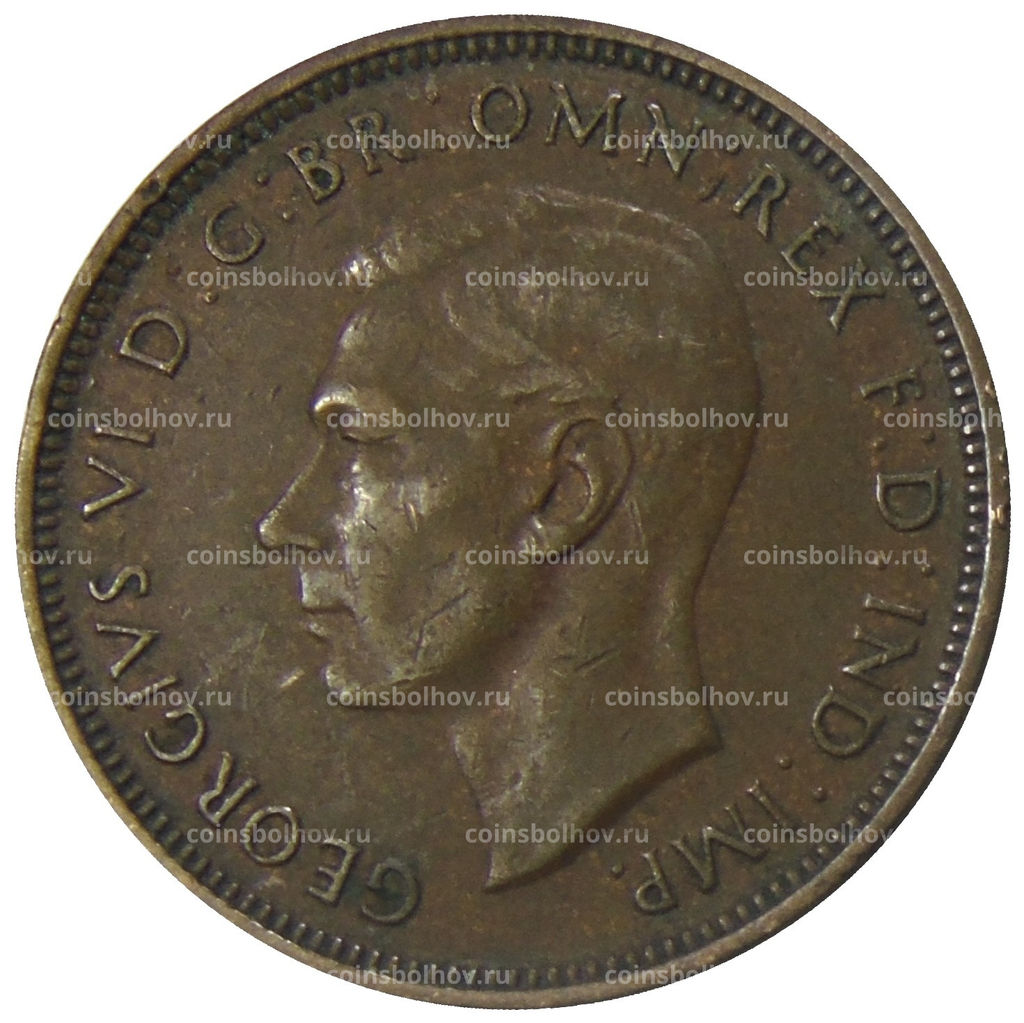 Монета 1/2 пенни 1938 года Австралия