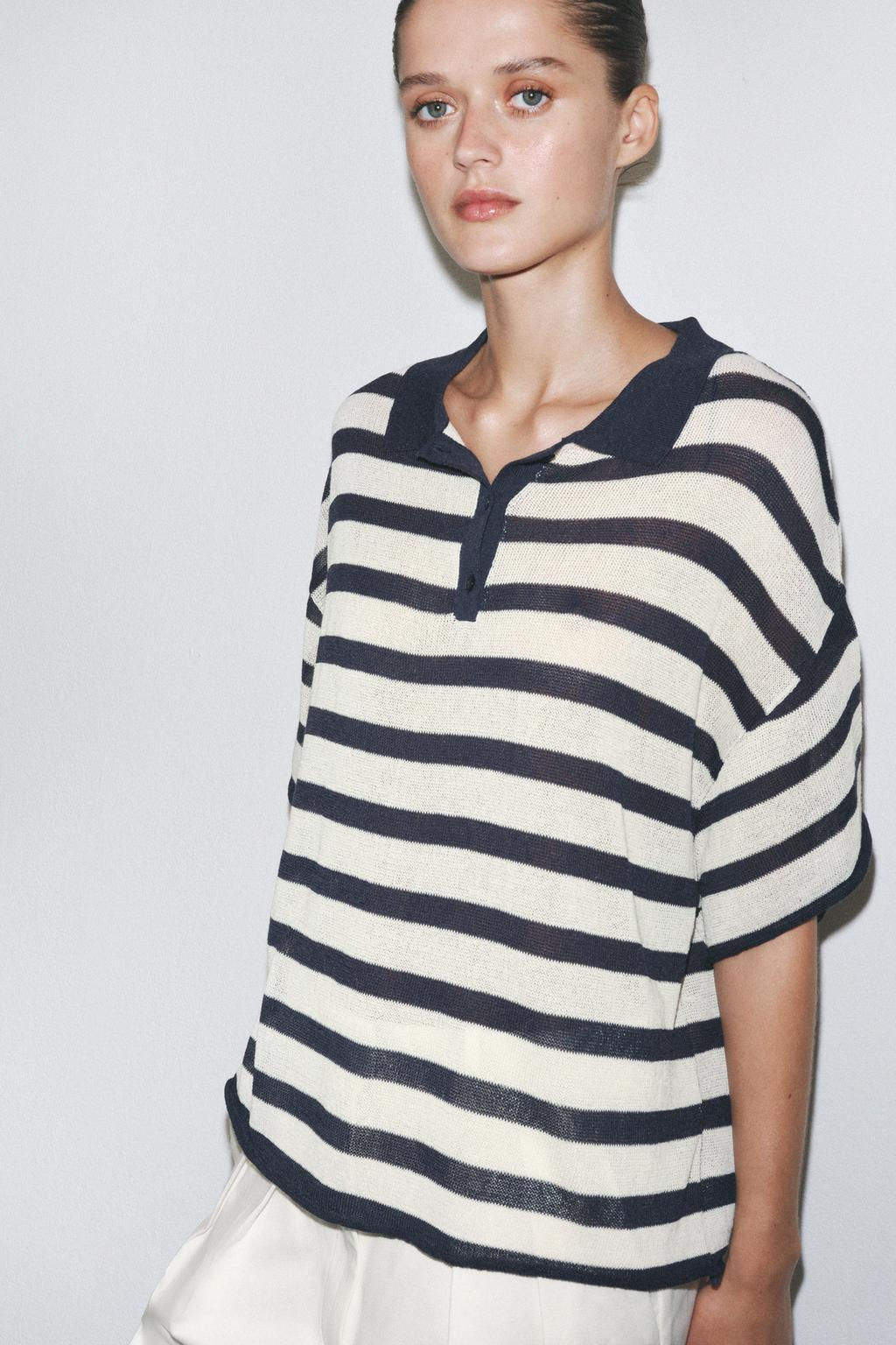 STRIPED KNIT POLO SHIRT - Zara фото 4