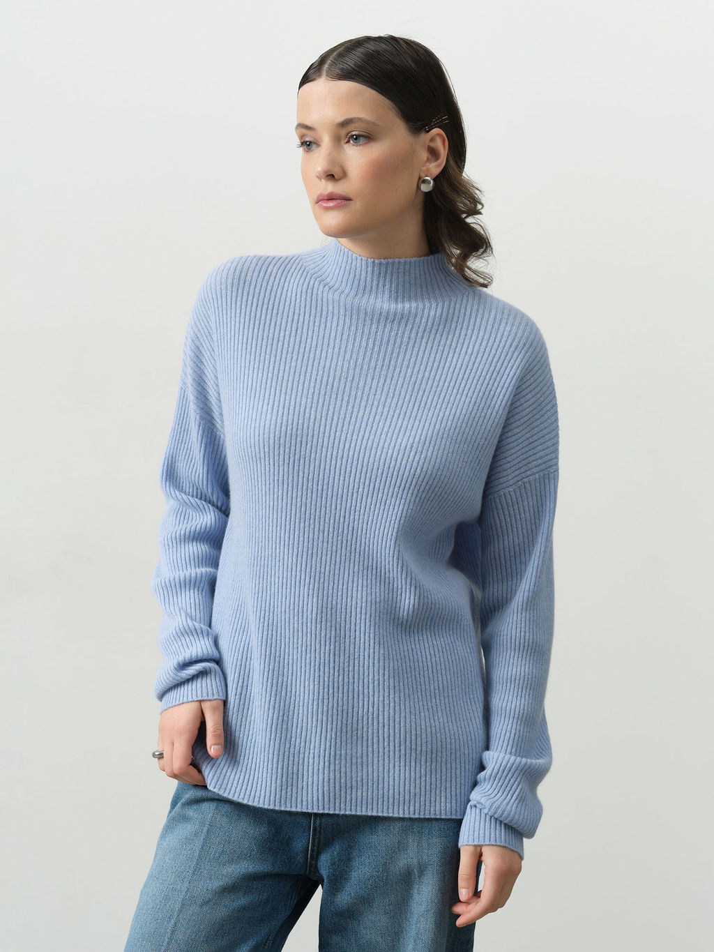 Джемпер из кашемира женский KW060583-E голубой