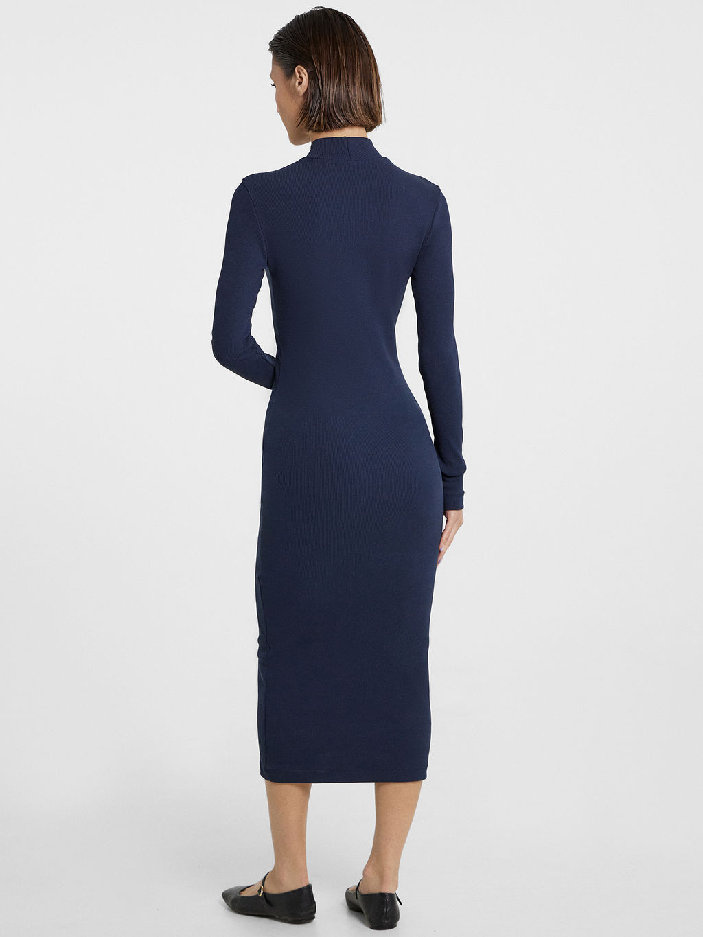 Облегающее платье миди в рубчик темно-синего цвета темно -синий 152520 - Mark formelle фото 3