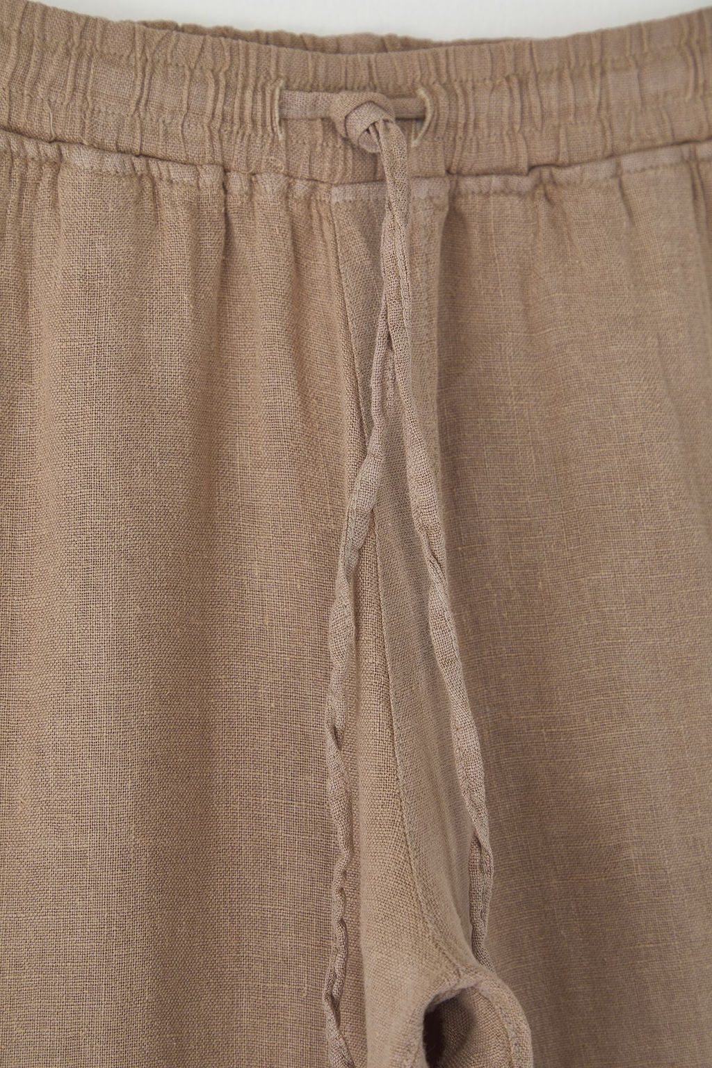 Bej %100 Keten Regular Fit Pantolon TMNSS24PL00018