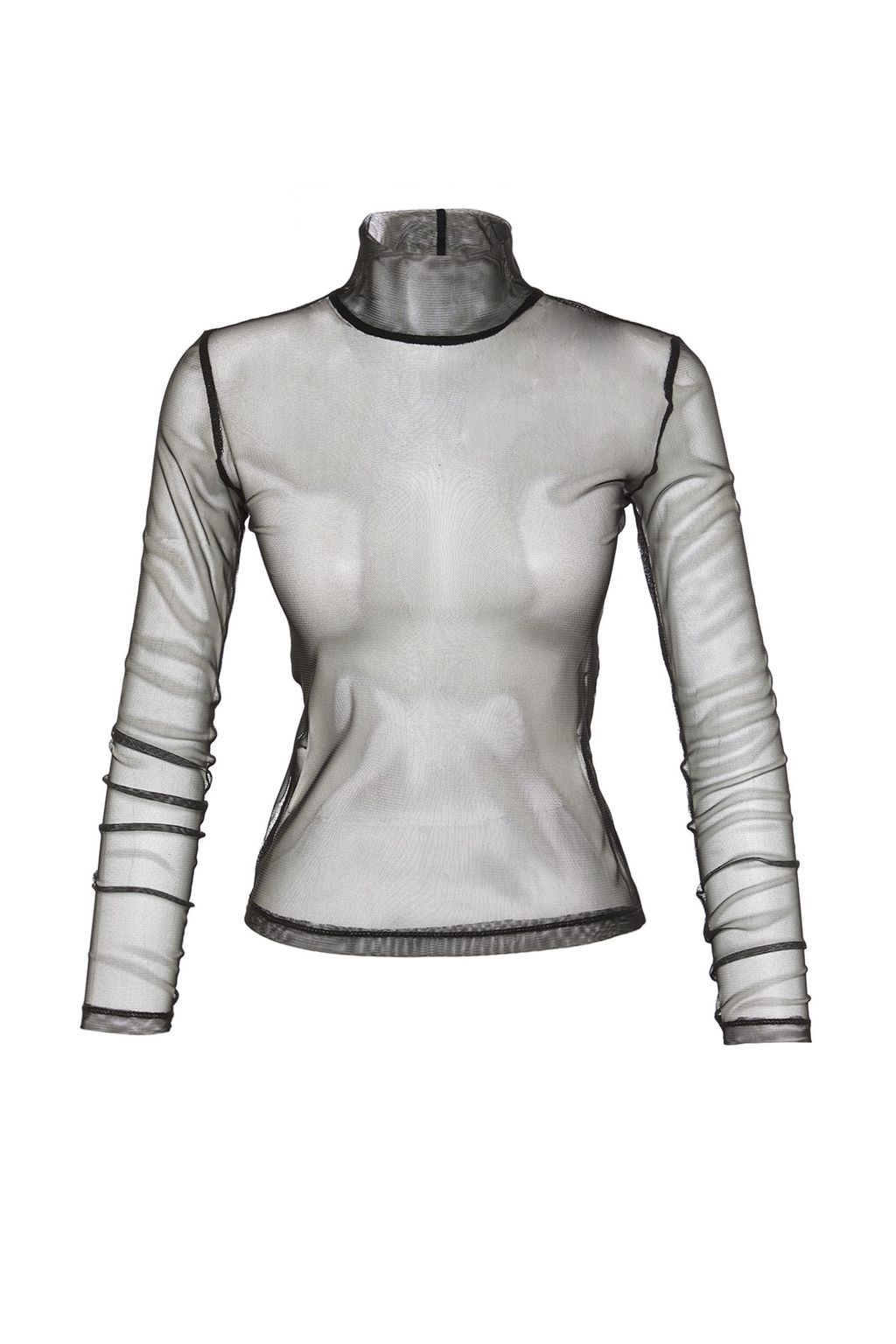 Trendyolmilla Siyah Fitted/Vucuda Oturan Dik Yaka Tul Orme Bluz TWOAW22BZ0166