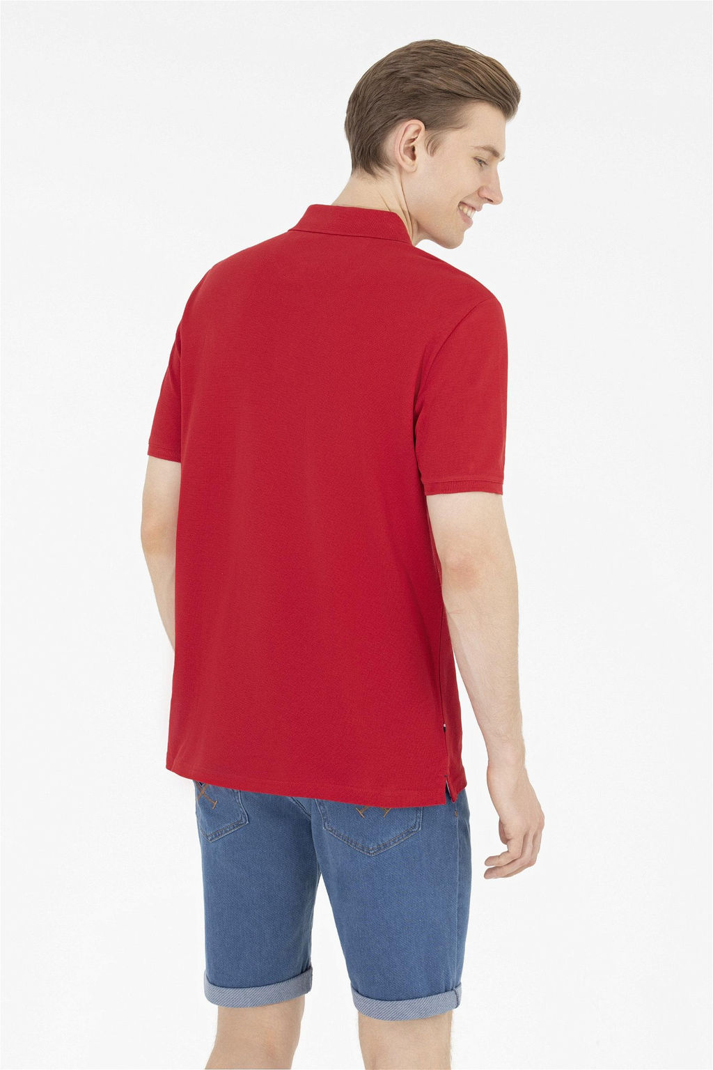 Мужская классическая красная футболка с воротником поло Basic - U.s. polo assn фото 12