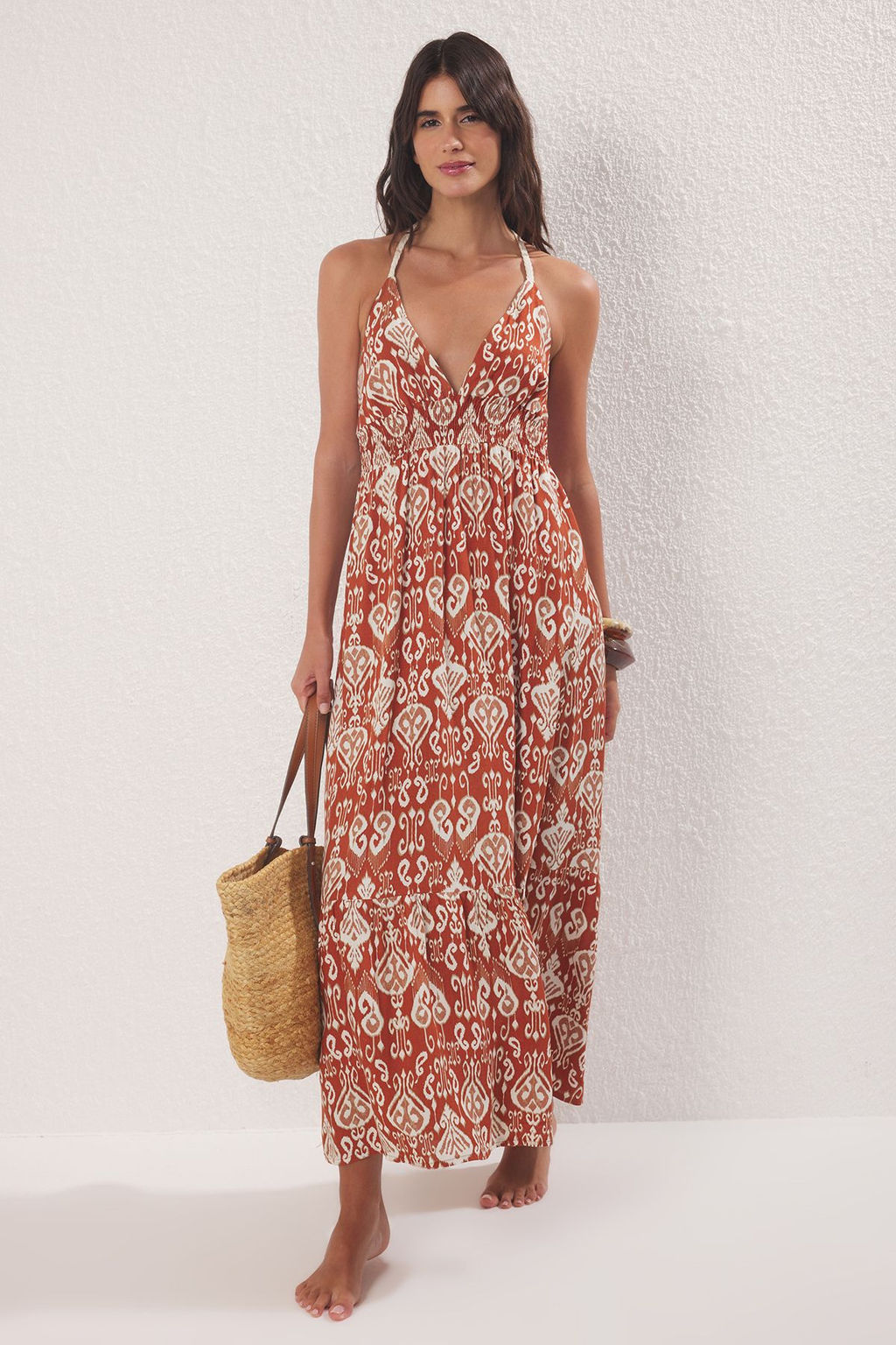 Trendyolmilla Haki Maxi Dokuma Plaj Elbise TBESS25EL00109