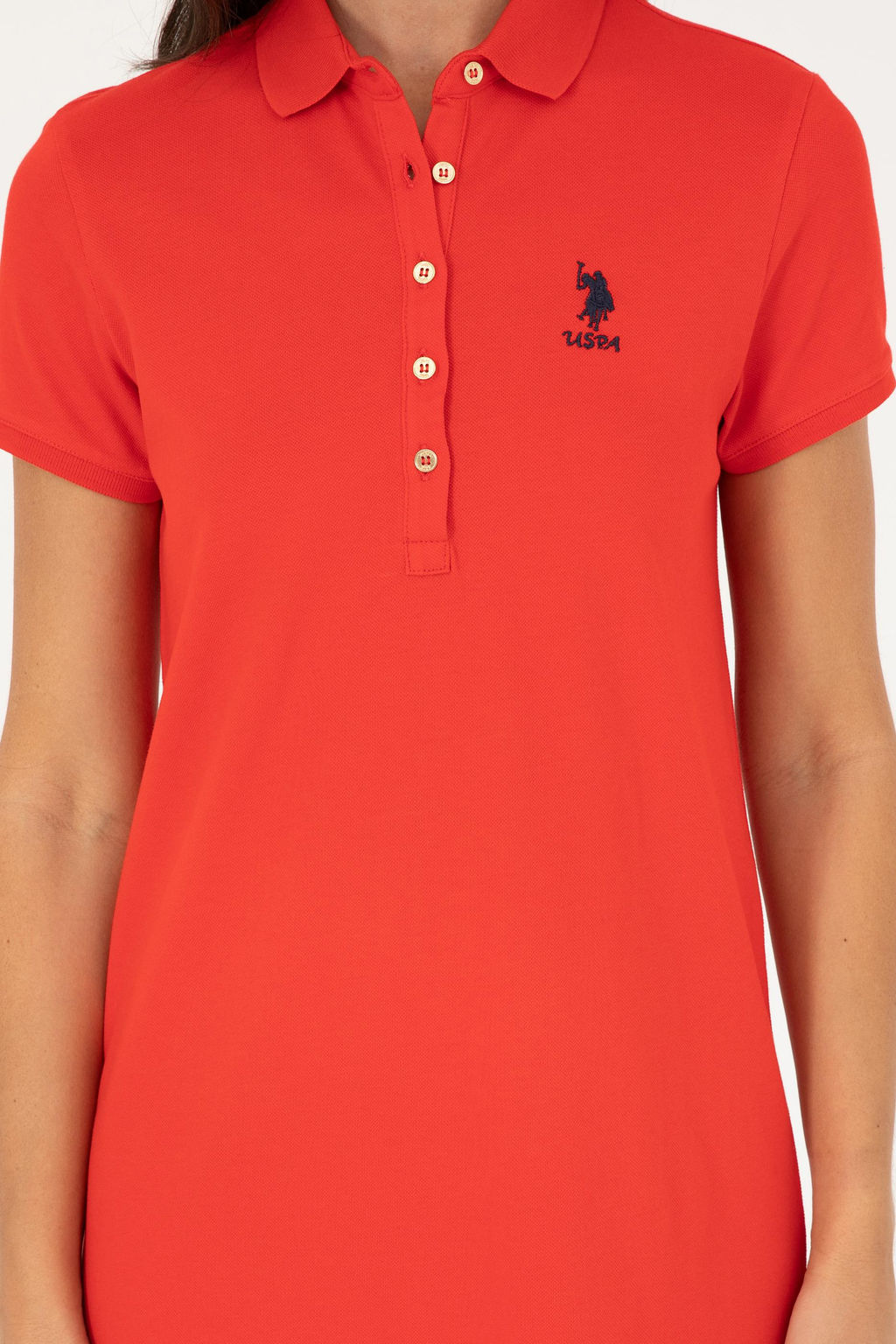 Платье G082GL075 Polo Yaka мини красное из хлопка