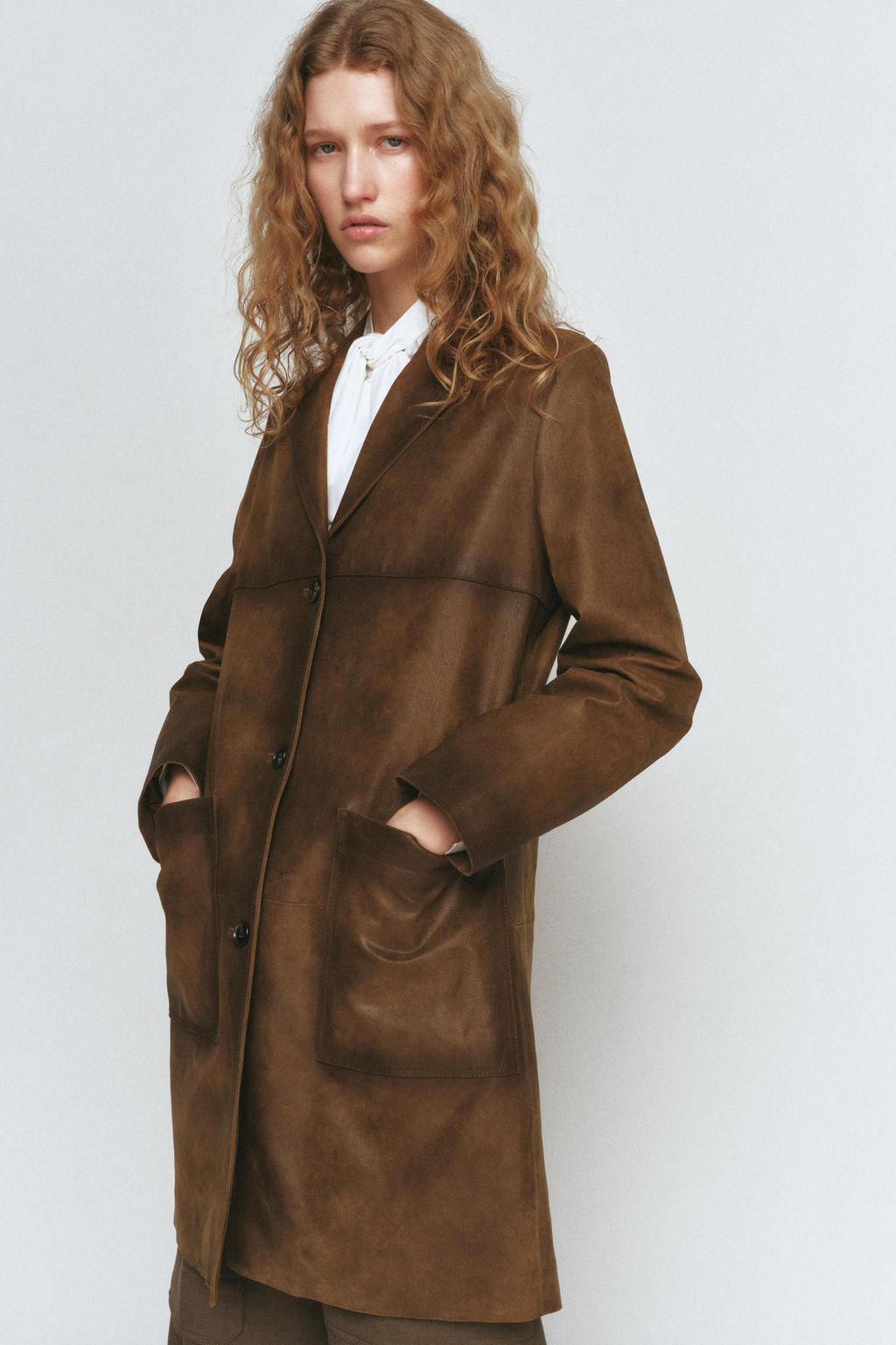 100% LEATHER COAT ZW COLLECTION LIMITED EDITION - Zara фото 3