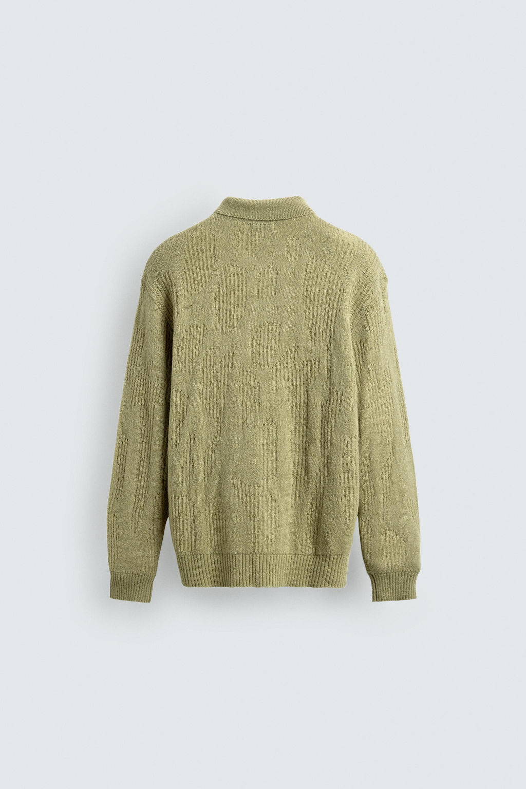 KNIT OPEN-WORK POLO SHIRT