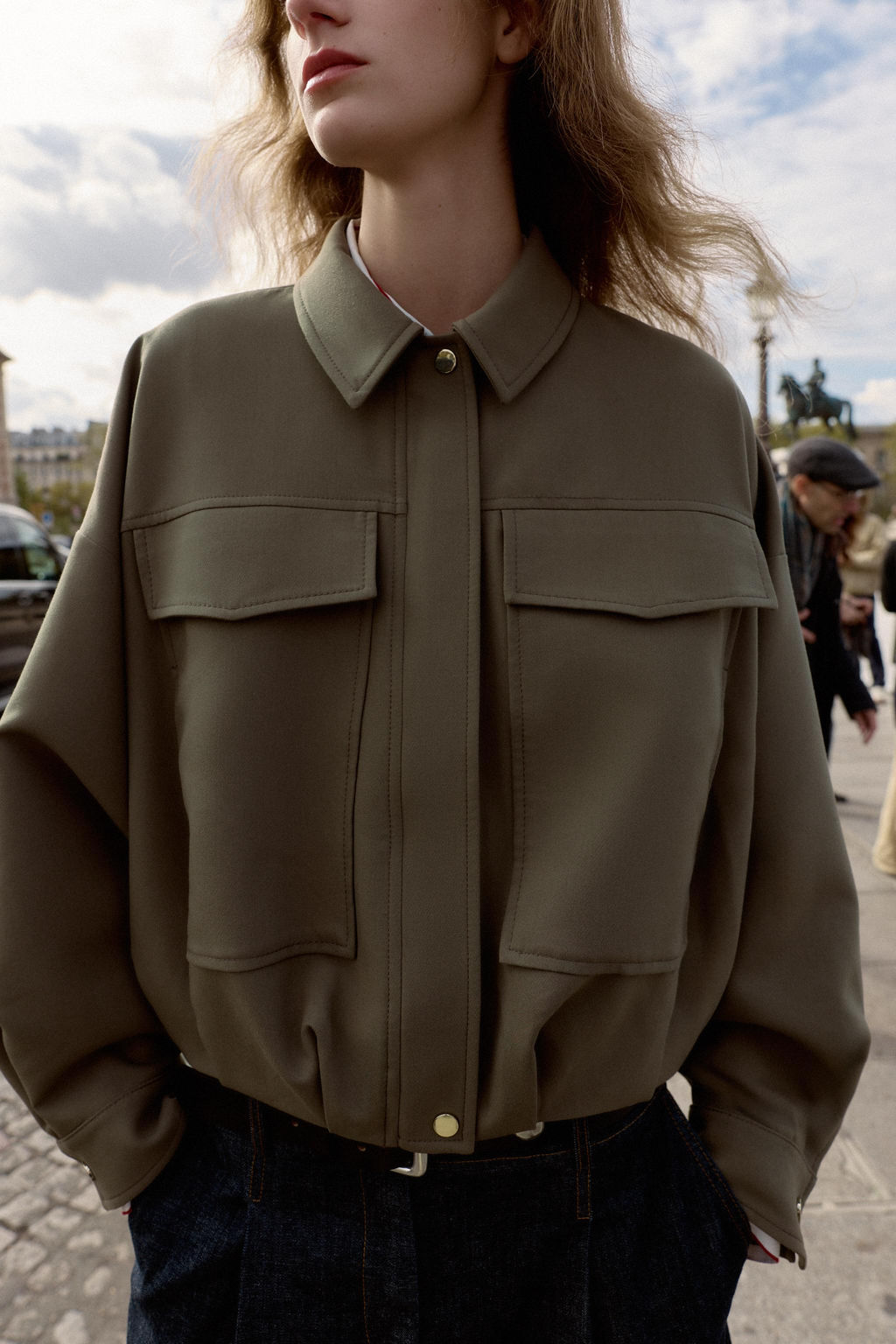 PLEATED HEM BOMBER JACKET - Zara фото 5