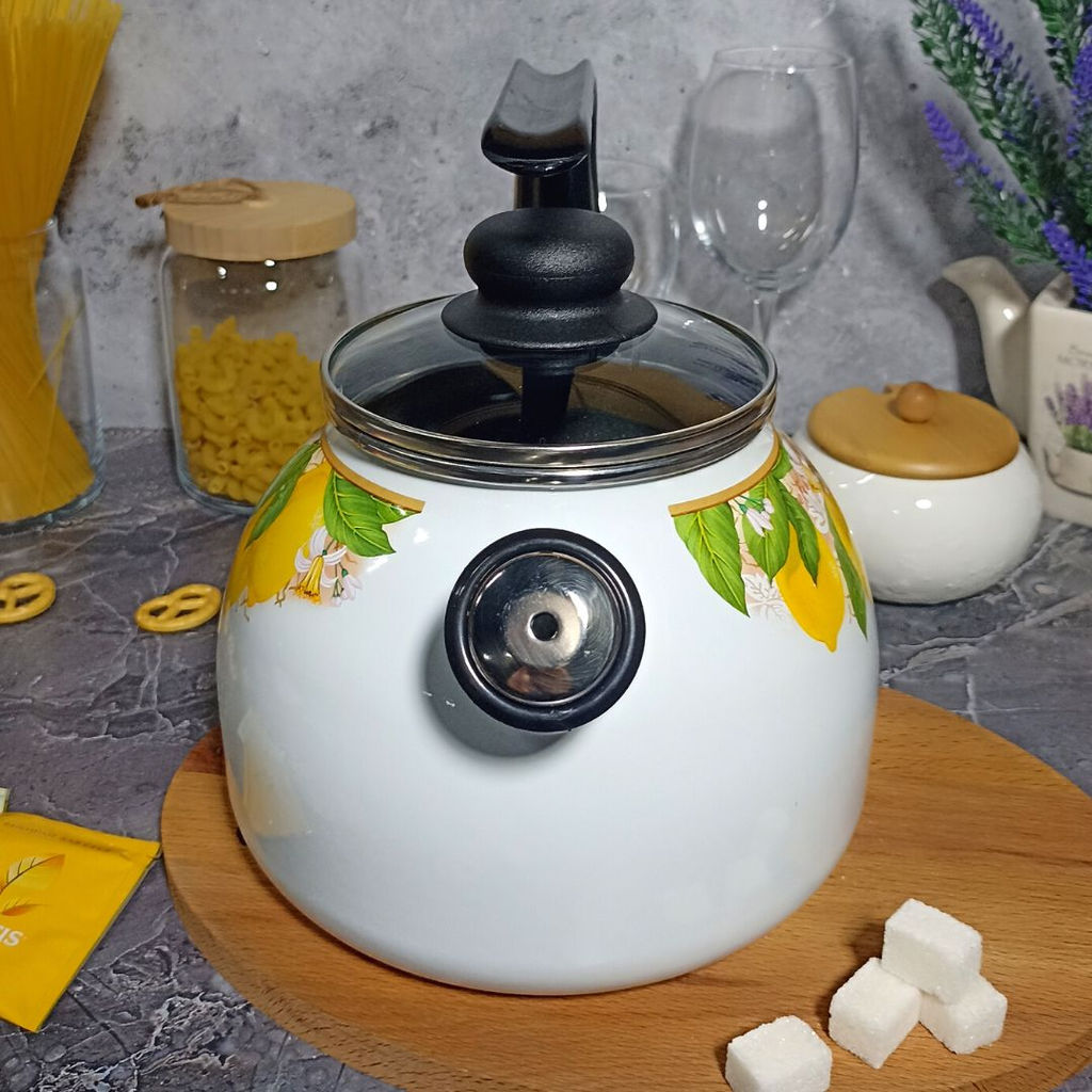 Чайник для плиты 3,0л 1RС12 Limon белосн. со свистком. - Стальэмаль фото 4