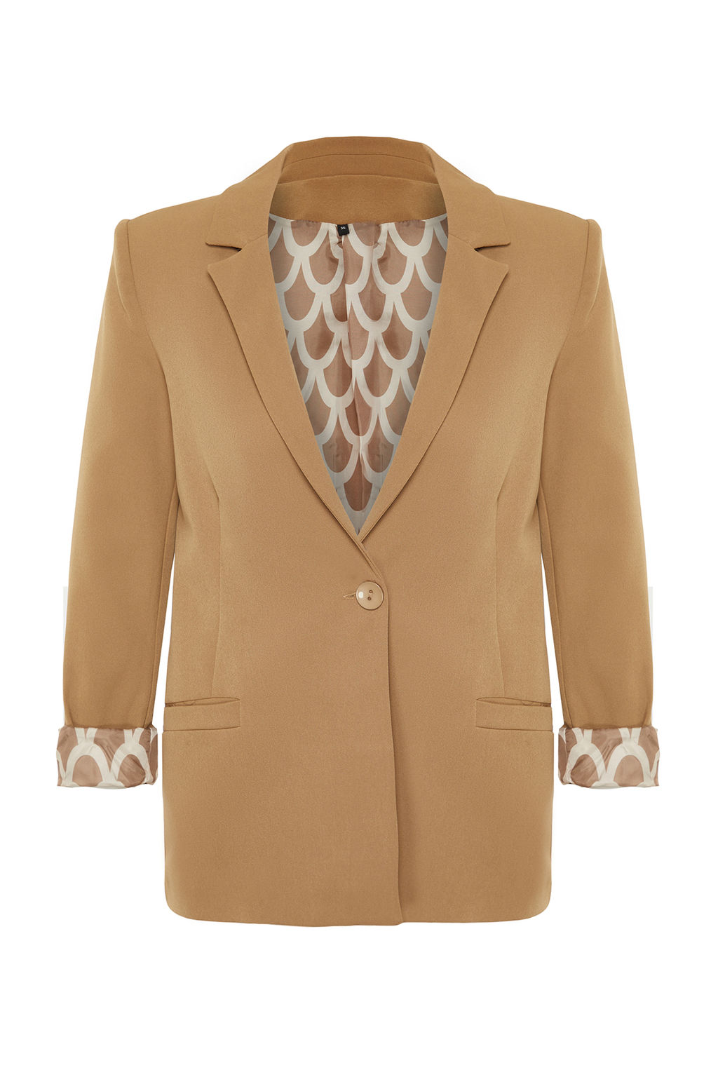 Koyu Bej Regular Astar Detayl? Dokuma Blazer Ceket TWOAW20CE0316