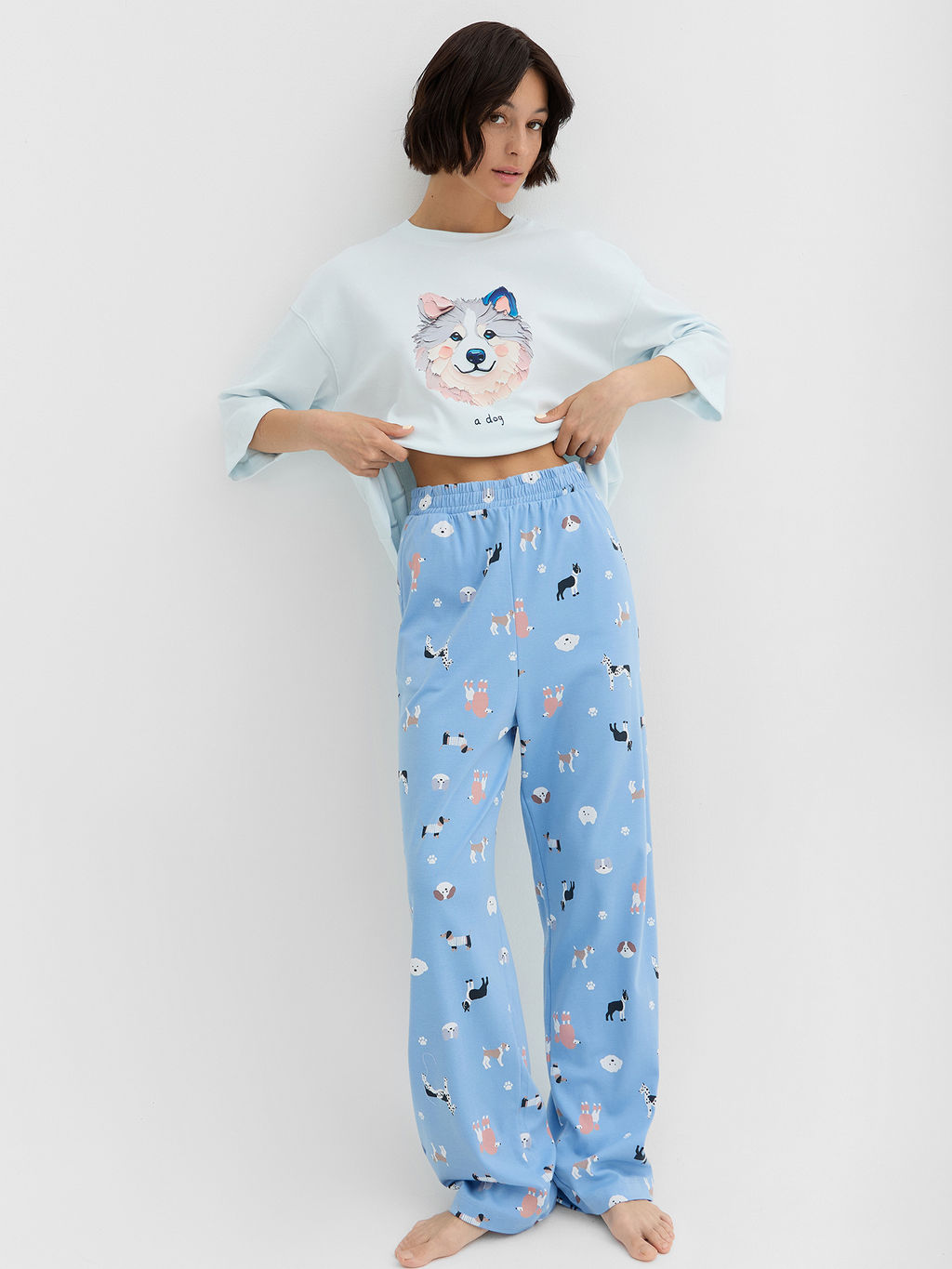 Комплект Mark Formelle женский футболка и брюки голубой хлопок фото 7