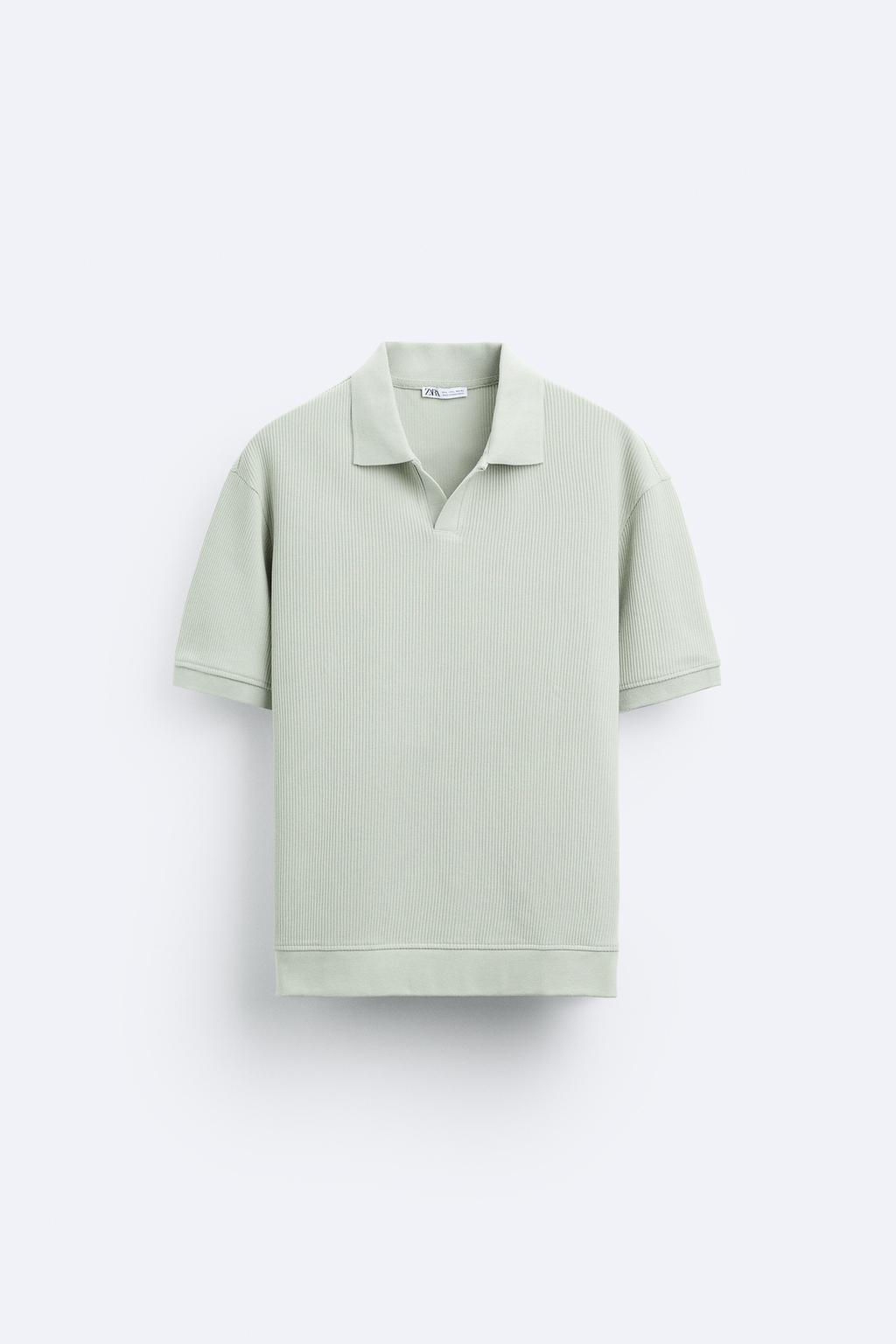 TEXTURED POLO SHIRT WITH RIBBED TRIMS - Zara фото 25