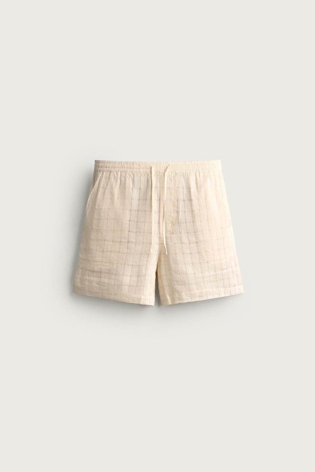 BERMUDA JACQUARD CUADROS LINO - ALGOD?N / Crudo - Zara фото 5