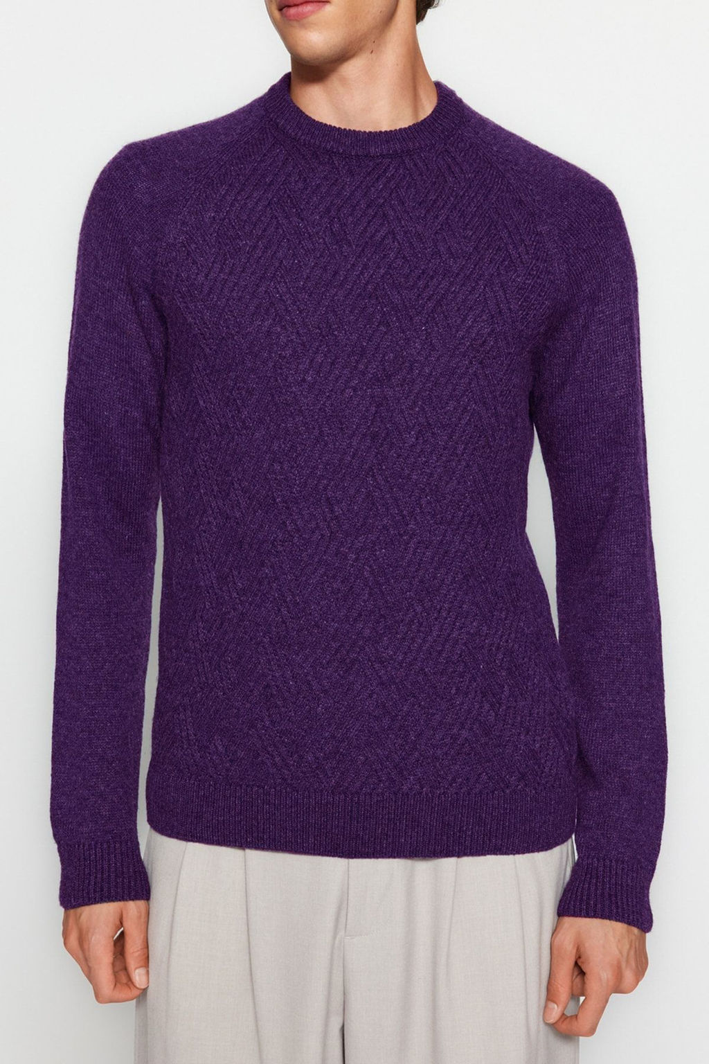 TRENDYOL MAN Gri Unisex Fit Yunlu Bisiklet Yaka Reglan Kol Dokulu Yun Kar?s?ml? Triko Kazak TMNAW22KZ0290 - Trendyolmilla фото 22