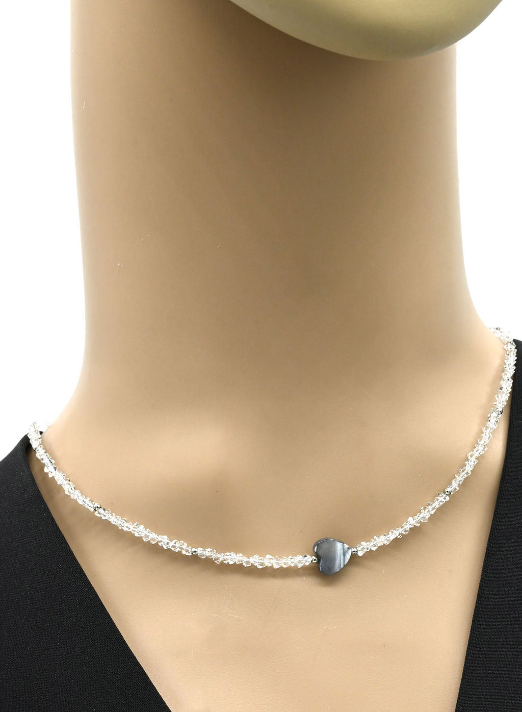 Чокер Сердце из циркона огранка 3мм, цв.хрусталь, 39см