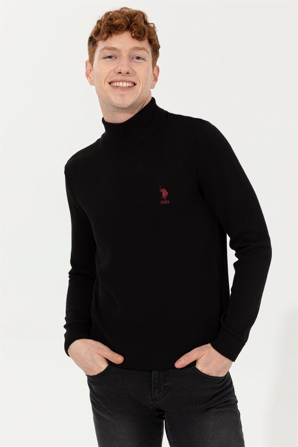 U. S. Polo Assn Мужская черная водолазка базового трикотажа, свитер - U.s. polo assn фото 9