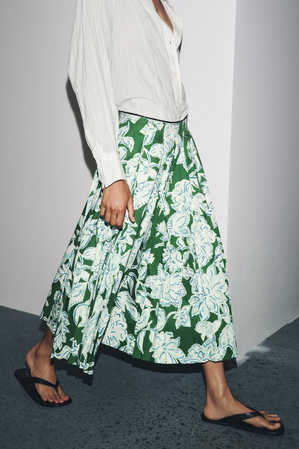 ZW COLLECTION PLEATED FLORAL SKIRT - Zara фото 5