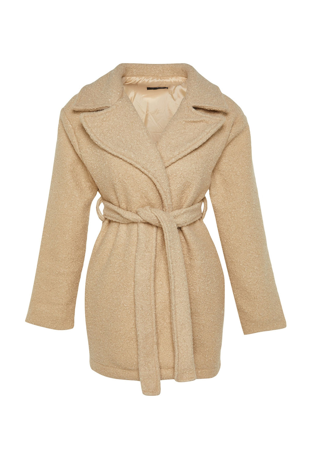 Bej Oversize Genis Kesim Kusakl? Buklet Kaban TWOAW24KB00057