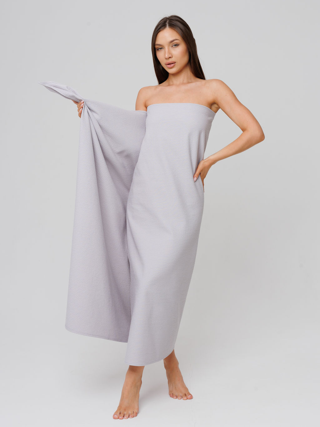 Однотонное вафельное полотенце Ромбы серый ПВ-11 (20) 70х140