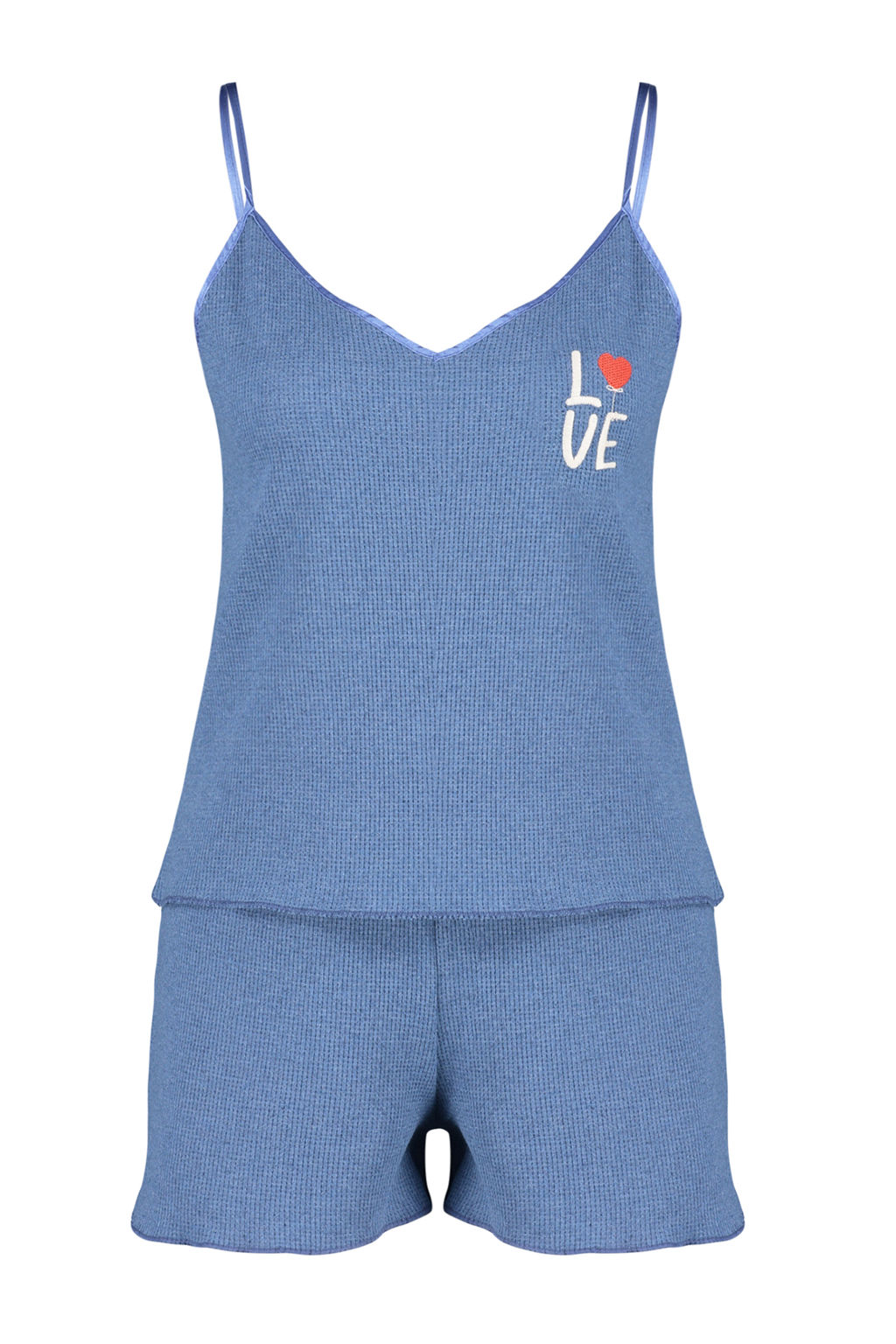 Trendyolmilla Mavi Dokulu Nak?sl? Ip Askl? Sortlu Orme Pijama Tak?m? THMSS24PT00155 фото 7