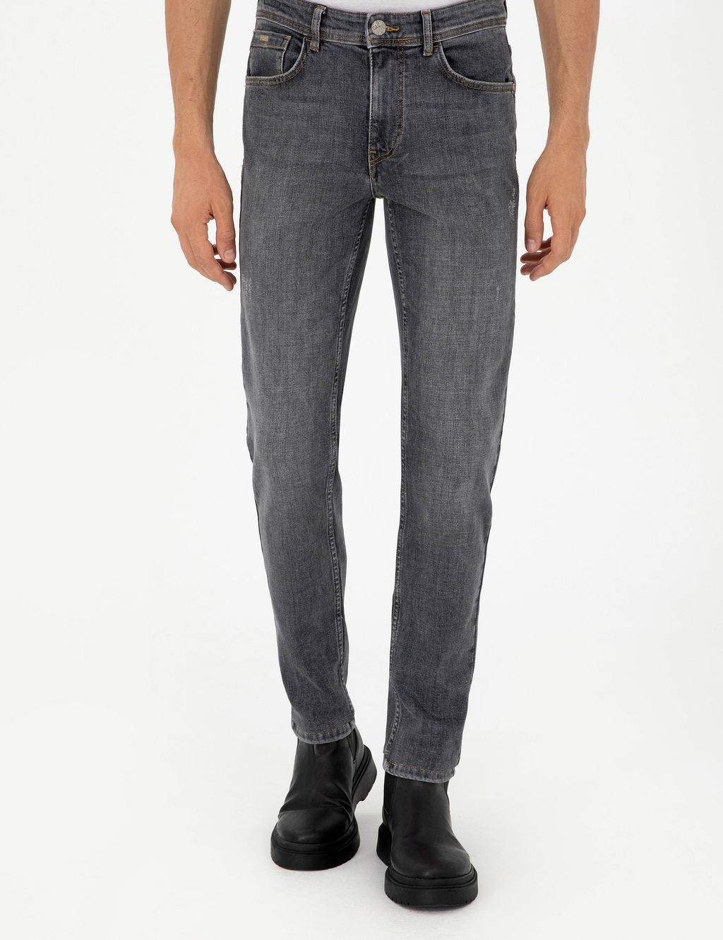 Джинсовые брюки узкого кроя антрацитового цвета - Cacharel фото 2