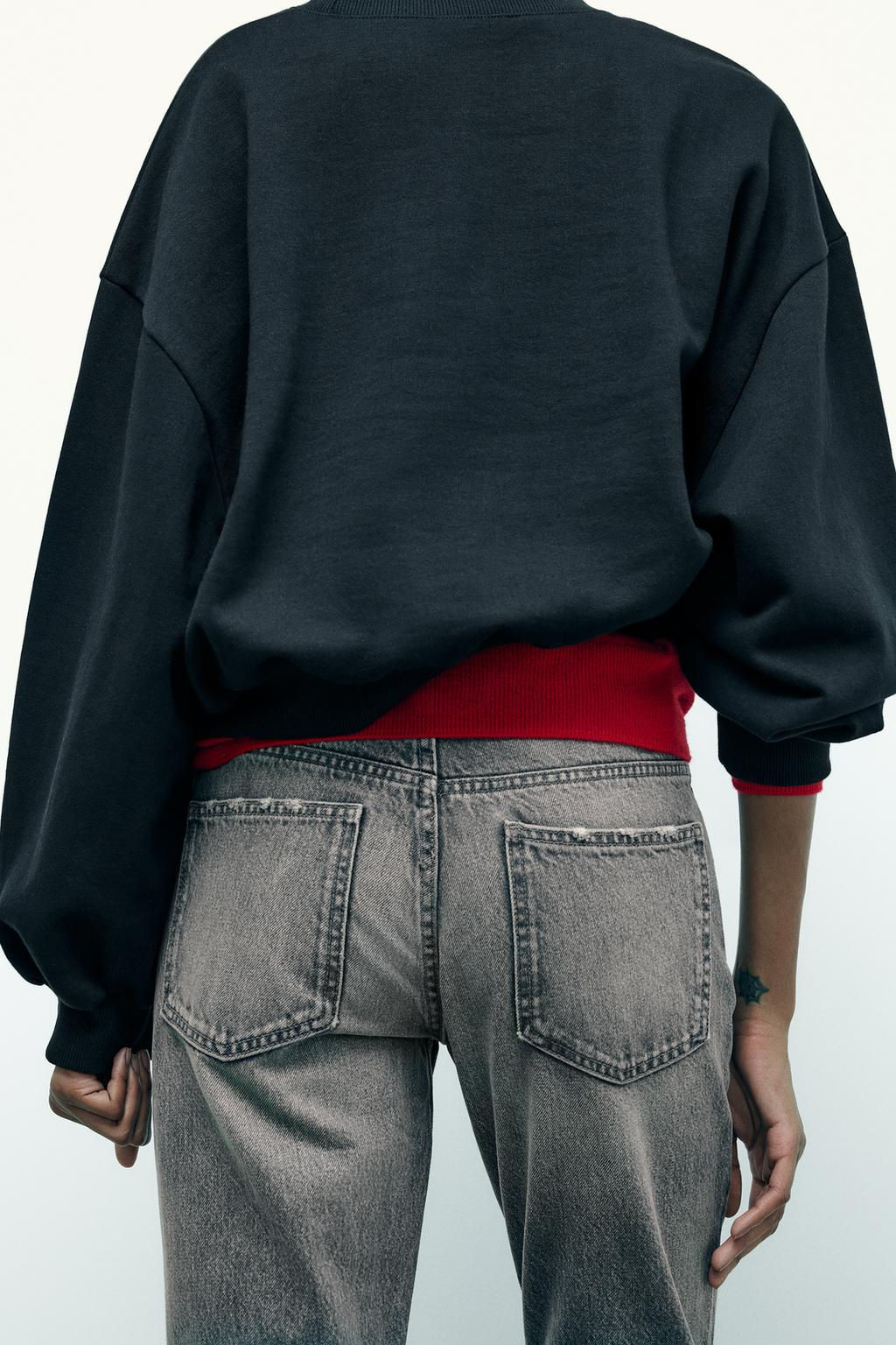 HIGH-WAIST TRF STOVE PIPE FOLDED JEANS - Zara фото 15