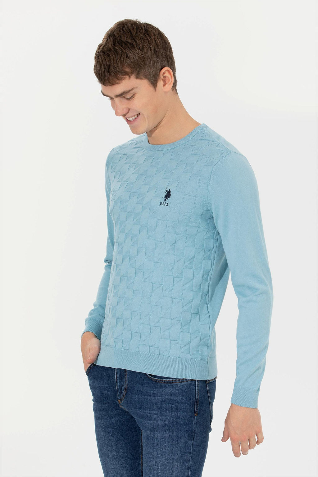 Мужской синий трикотажный свитер Basic - U.s. polo assn фото 8
