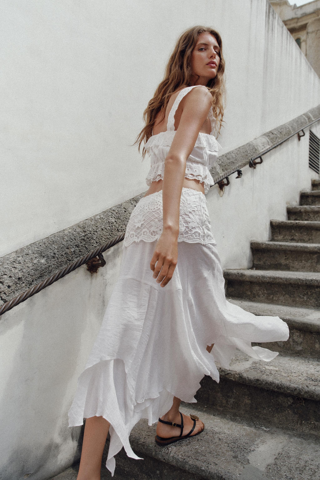 FALDA MIDI ASIM?TRICA BORDADOS / Blanco - Zara фото 5