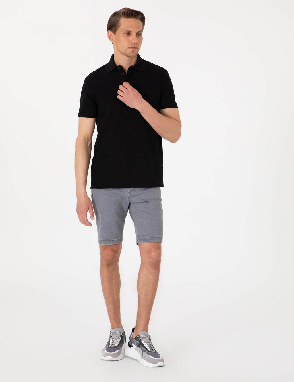 Siyah Slim Fit %100 Pamuk K_vr_lmaz Amerikan Pike Polo Yaka Basic Ti__rt - Pierre cardin фото 4