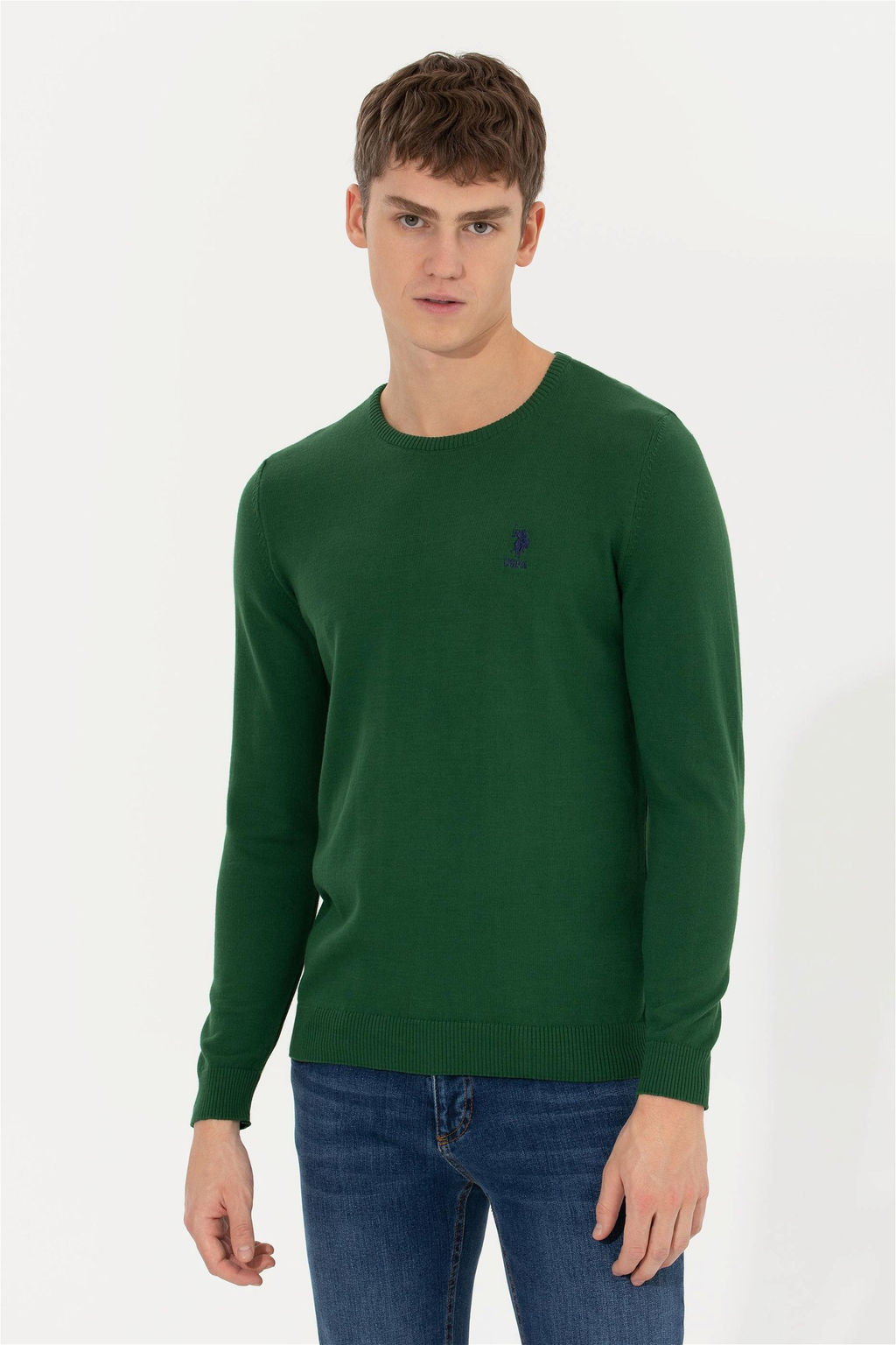 Мужской зеленый трикотажный свитер Basic - U.s. polo assn фото 9