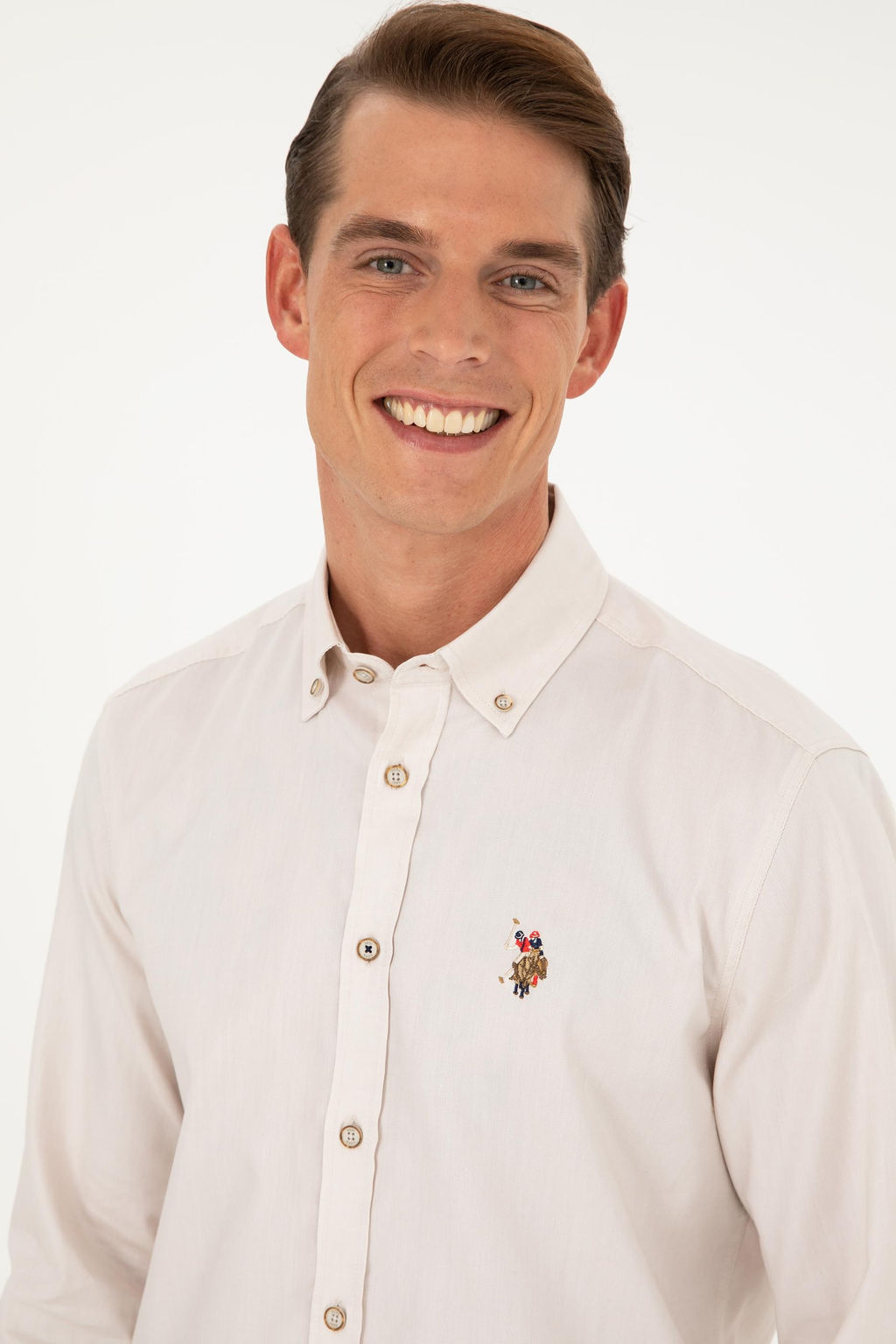 U. S. Polo Assn / Мужская базовая рубашка с длинным рукавом Stone - U.s. polo assn фото 2