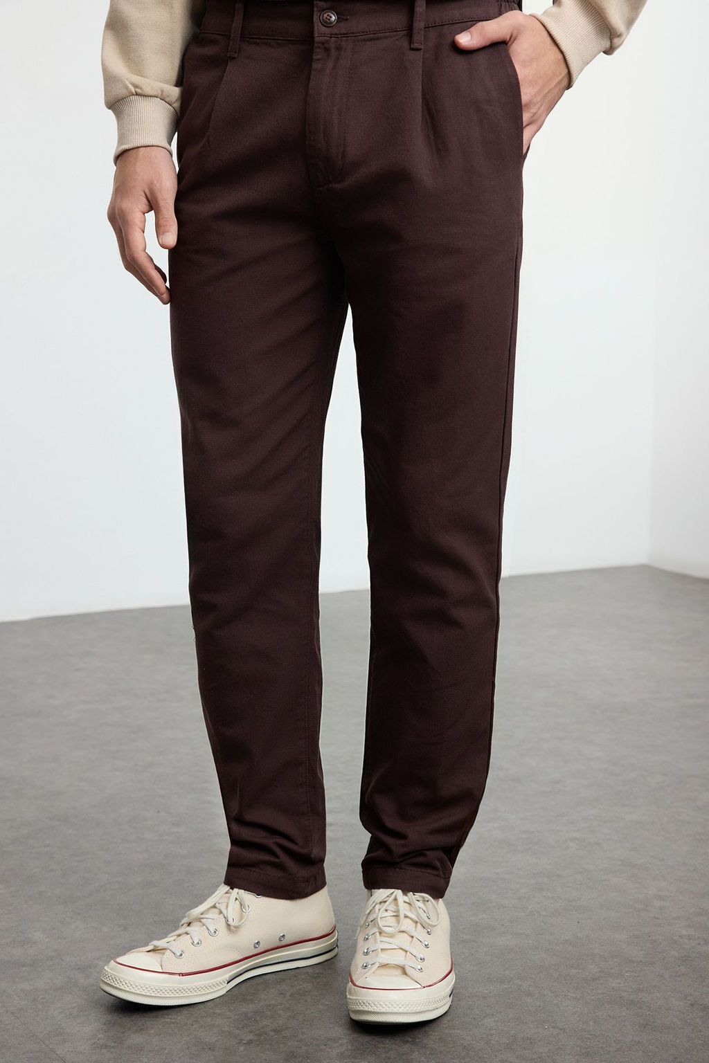 TRENDYOL MAN Vizon %100 Pamuk Pili Detayl? Beli Lastikli Chino Pantolon TMNAW25PL00010 - Trendyolmilla фото 9