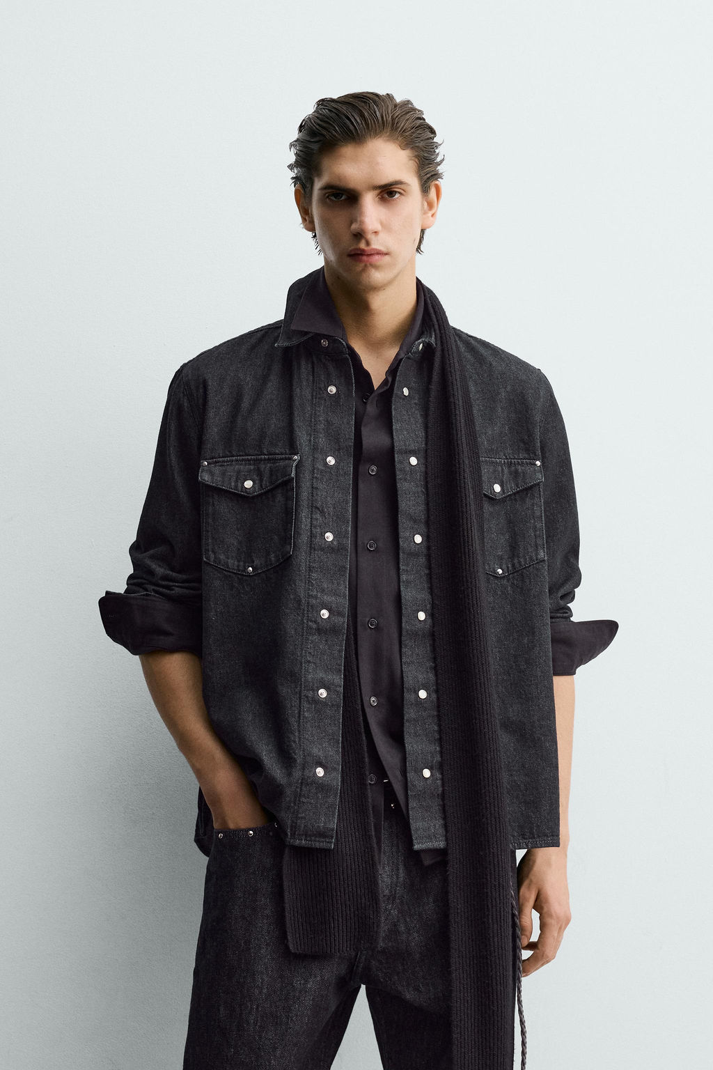 STUDDED WESTERN DENIM SHIRT - Zara фото 2