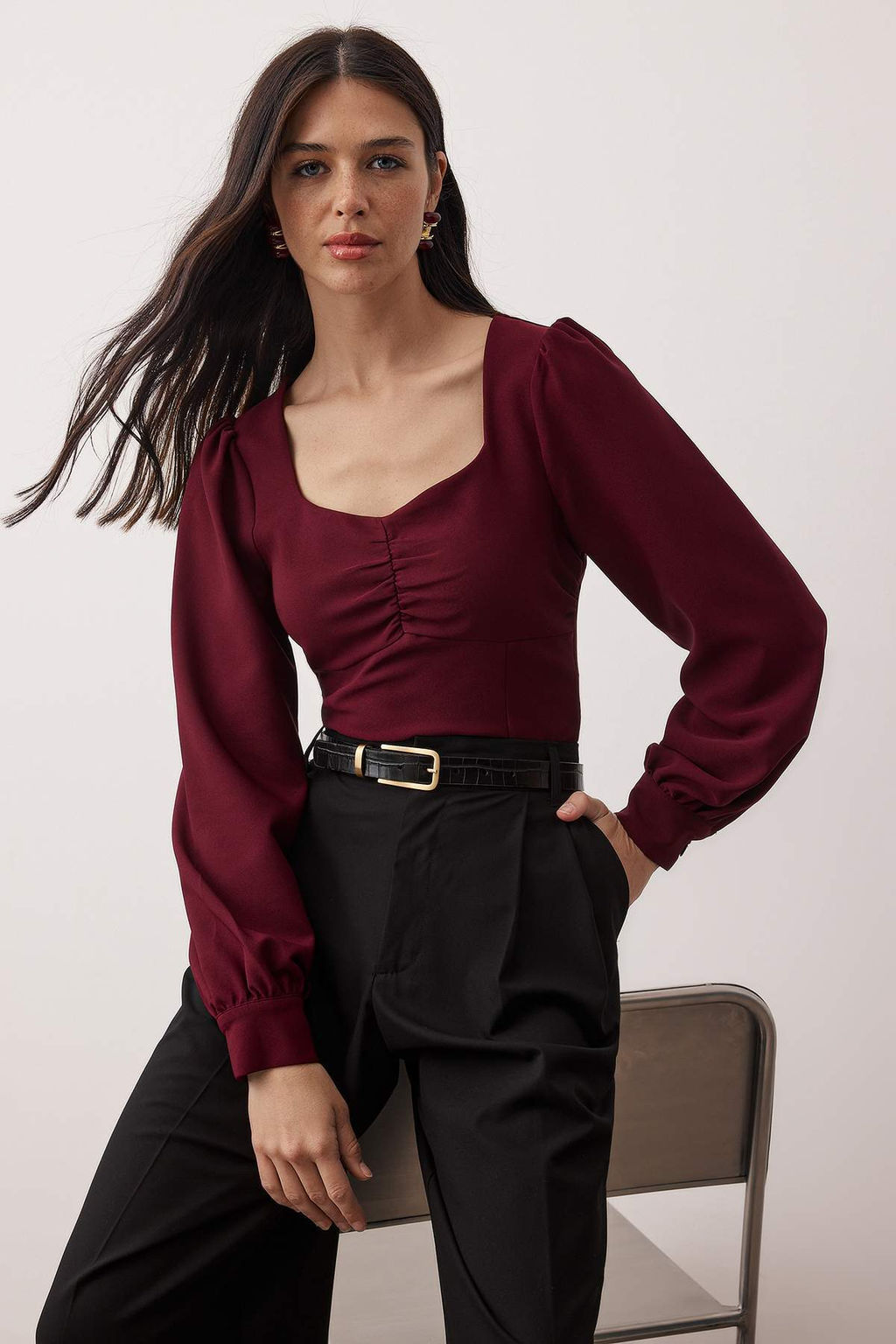 Trendyolmilla Siyah Buzgu Detayl? Dokuma Bluz TWOAW23BZ00633  фото 5